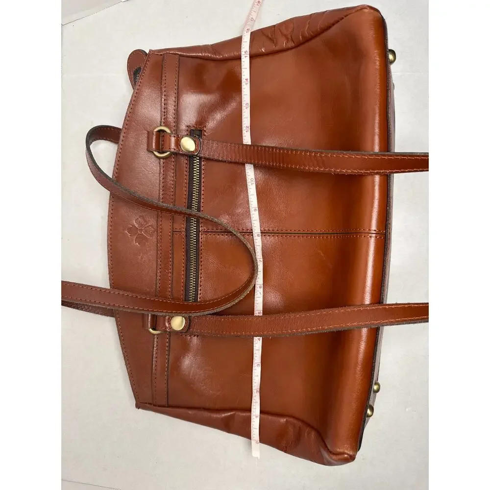 Patricia Nash Poppy Tote Heritage Shoulder Bag, Italian Leather Top Zip brown